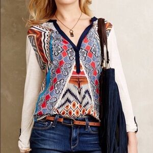 Anthropologie - Multicolor Patterned Women's Top